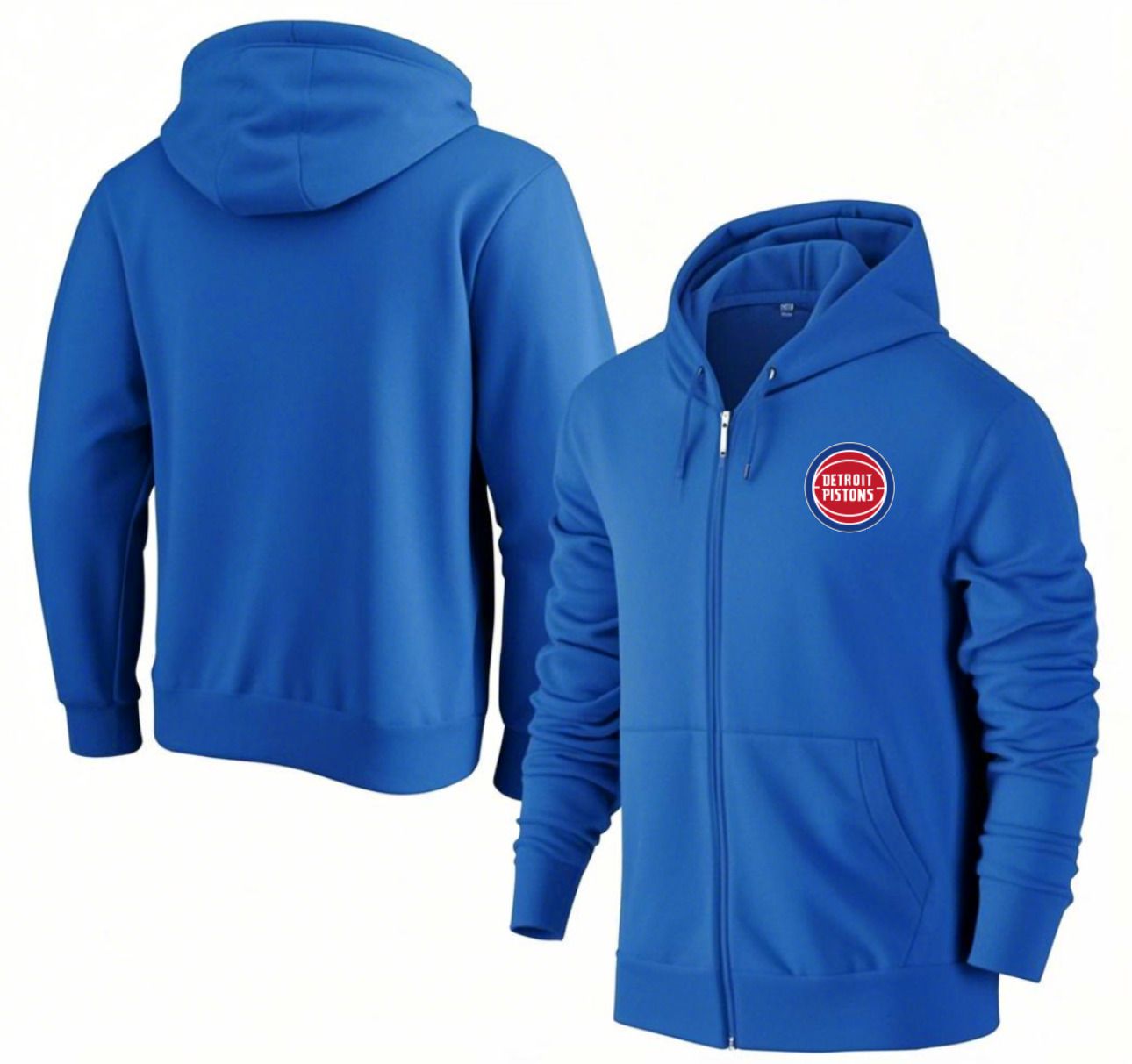 Men Detroit Pistons Blue Zipper hoodie 2025 NBA Jersey style 1